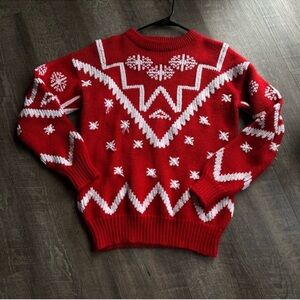 Vintage Christmas Red and White Patterned Sweater